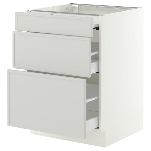 SEKTION / MAXIMERA Arm inf+plan travail couliss/2tir, blanc/Aspudden gris clair, 24x24x30 "