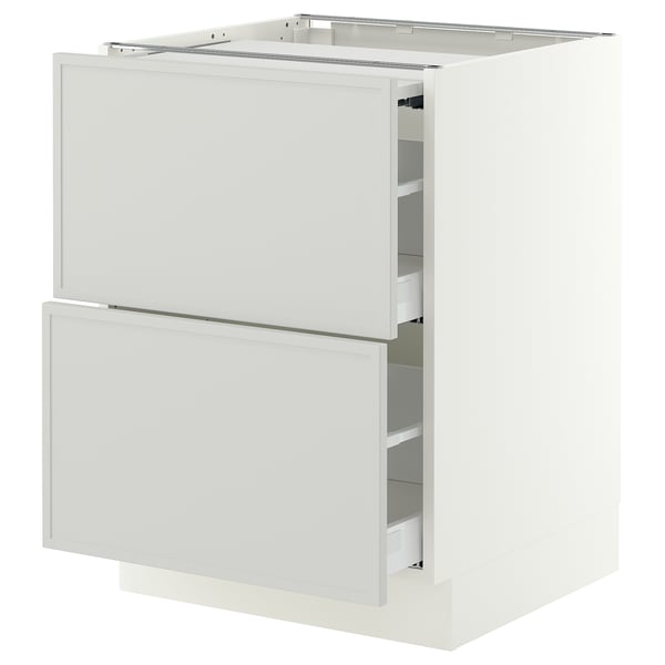 SEKTION / MAXIMERA Arm inf+plan travail couliss/2tir, blanc/Aspudden gris clair, 24x24x30 "