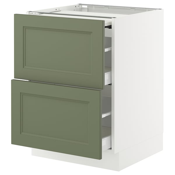 SEKTION / MAXIMERA Arm inf+plan travail couliss/2tir, blanc/Axstad gris-vert, 24x24x30 "