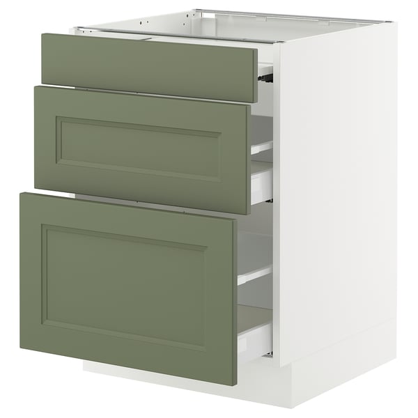 SEKTION / MAXIMERA Arm inf+plan travail couliss/2tir, blanc/Axstad gris-vert, 24x24x30 "