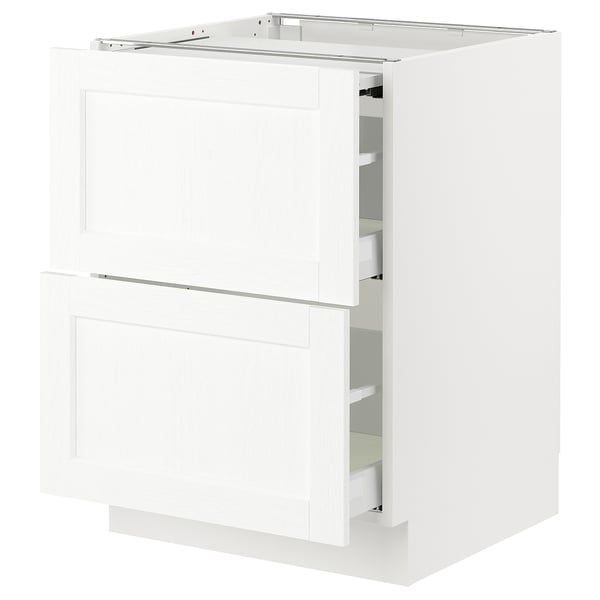 SEKTION / MAXIMERA Arm inf+plan travail couliss/2tir, blanc Enköping/blanc effet bois, 24x24x30 "