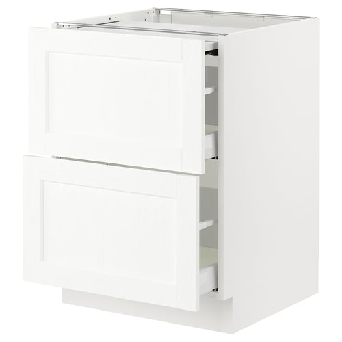 SEKTION / MAXIMERA Arm inf+plan travail couliss/2tir, blanc Enköping/blanc effet bois, 24x24x30 "