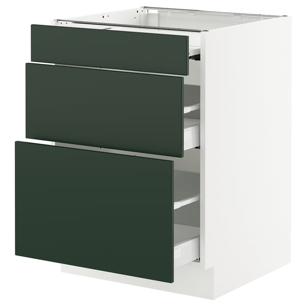 SEKTION / MAXIMERA Arm inf+plan travail couliss/2tir, blanc/Havstorp vert profond, 24x24x30 "