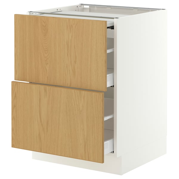 SEKTION / MAXIMERA Arm inf+plan travail couliss/2tir, blanc/Sinarp chêne plaqué, 24x24x30 "