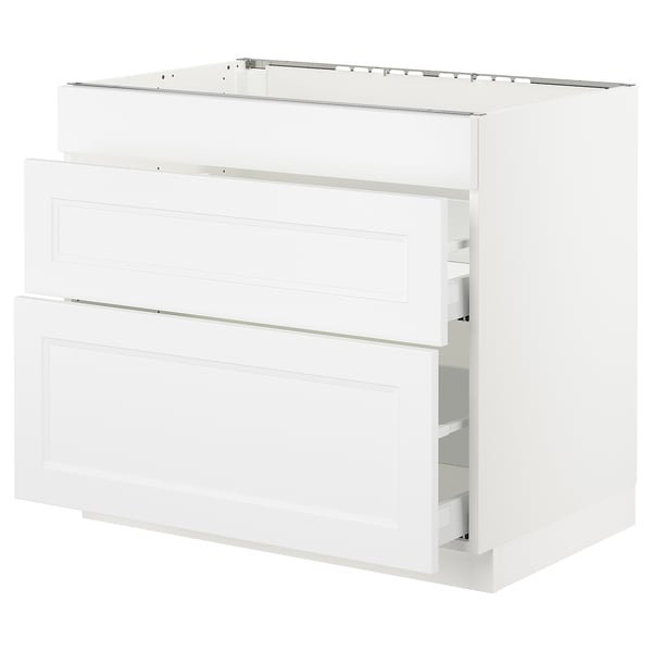 SEKTION / MAXIMERA Arm inf tabl cuis/3 faces/2 tiroirs, blanc/Axstad blanc mat, 36x24x30 "
