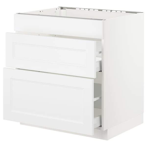 SEKTION / MAXIMERA Arm inf tabl cuis/3 faces/2 tiroirs, blanc/Axstad blanc mat, 30x24x30 "