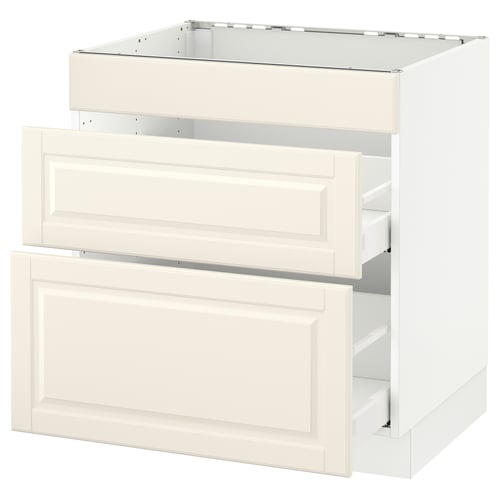 SEKTION / MAXIMERA Arm inf tabl cuis/3 faces/2 tiroirs, blanc/Bodbyn blanc cassé, 30x24x30 "