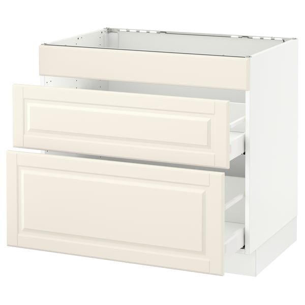 SEKTION / MAXIMERA Arm inf tabl cuis/3 faces/2 tiroirs, blanc/Bodbyn blanc cassé, 36x24x30 "