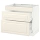 SEKTION / MAXIMERA Arm inf tabl cuis/3 faces/2 tiroirs, blanc/Bodbyn blanc cassé, 36x24x30 "