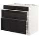 SEKTION / MAXIMERA Arm inf tabl cuis/3 faces/2 tiroirs, blanc/Lerhyttan teinté noir, 36x24x30 "