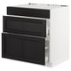 SEKTION / MAXIMERA Arm inf tabl cuis/3 faces/2 tiroirs, blanc/Lerhyttan teinté noir, 30x24x30 "