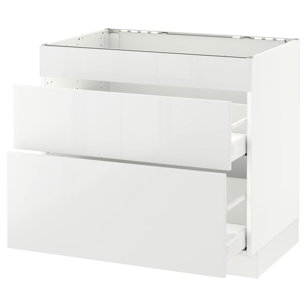 SEKTION / MAXIMERA Arm inf tabl cuis/3 faces/2 tiroirs, blanc/Ringhult blanc, 36x24x30 "