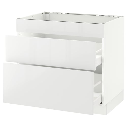 SEKTION / MAXIMERA Arm inf tabl cuis/3 faces/2 tiroirs, blanc/Ringhult blanc, 36x24x30 "