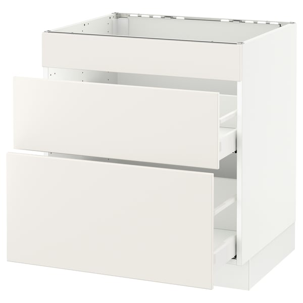 SEKTION / MAXIMERA Arm inf tabl cuis/3 faces/2 tiroirs, blanc/Veddinge blanc, 30x24x30 "