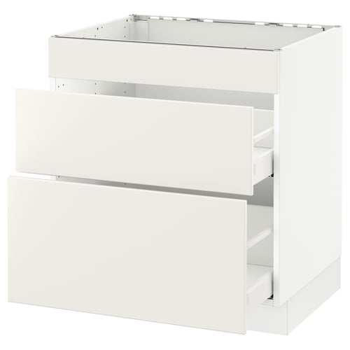 SEKTION / MAXIMERA Arm inf tabl cuis/3 faces/2 tiroirs, blanc/Veddinge blanc, 30x24x30 "