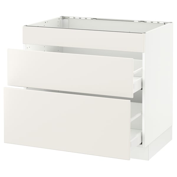 SEKTION / MAXIMERA Arm inf tabl cuis/3 faces/2 tiroirs, blanc/Veddinge blanc, 36x24x30 "
