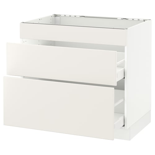 SEKTION / MAXIMERA Arm inf tabl cuis/3 faces/2 tiroirs, blanc/Veddinge blanc, 36x24x30 "