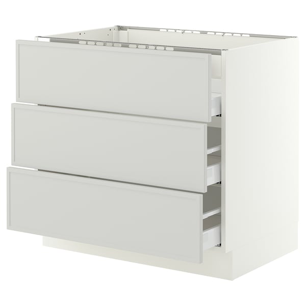 SEKTION / MAXIMERA Arm inf tbl cui/3 faces/3 tiroirs, blanc/Aspudden gris clair, 36x24x30 "