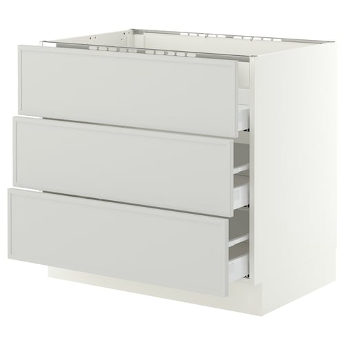 SEKTION / MAXIMERA Arm inf tbl cui/3 faces/3 tiroirs, blanc/Aspudden gris clair, 36x24x30 "
