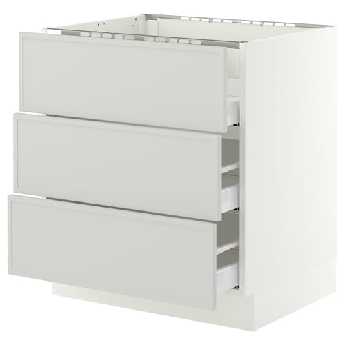 SEKTION / MAXIMERA Arm inf tbl cui/3 faces/3 tiroirs, blanc/Aspudden gris clair, 30x24x30 "