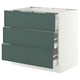 SEKTION / MAXIMERA Arm inf tbl cui/3 faces/3 tiroirs, blanc/Aspudden gris-vert foncé, 36x24x30 "
