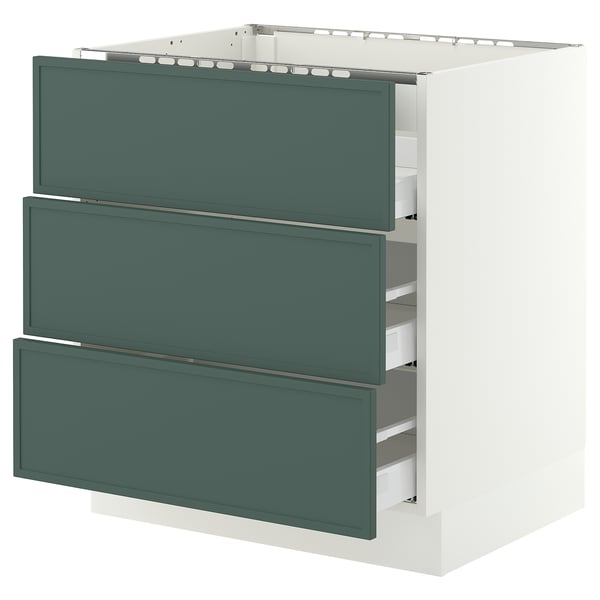 SEKTION / MAXIMERA Arm inf tbl cui/3 faces/3 tiroirs, blanc/Aspudden gris-vert foncé, 30x24x30 "