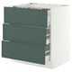 SEKTION / MAXIMERA Arm inf tbl cui/3 faces/3 tiroirs, blanc/Aspudden gris-vert foncé, 30x24x30 "