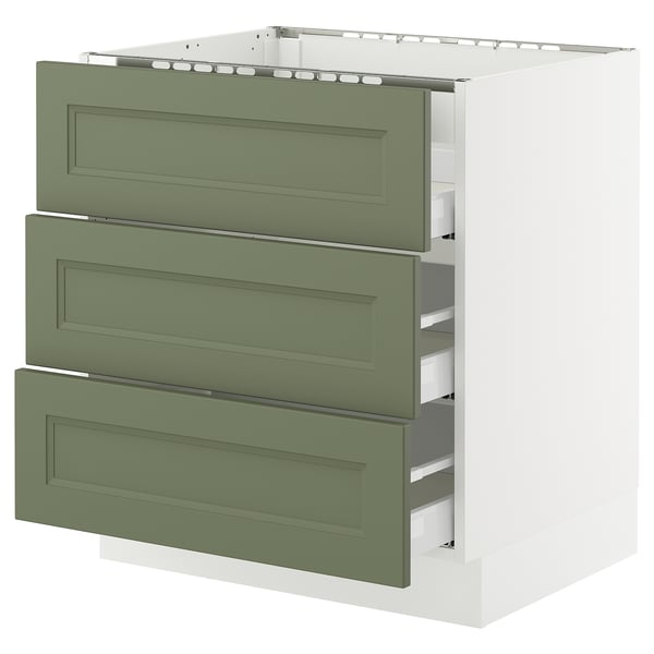 SEKTION / MAXIMERA Arm inf tbl cui/3 faces/3 tiroirs, blanc/Axstad gris-vert, 30x24x30 "