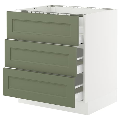 SEKTION / MAXIMERA Arm inf tbl cui/3 faces/3 tiroirs, blanc/Axstad gris-vert, 30x24x30 "