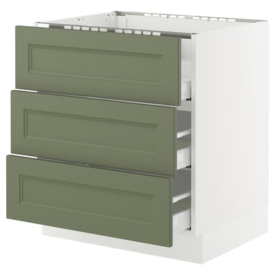 SEKTION / MAXIMERA Arm inf tbl cui/3 faces/3 tiroirs, blanc/Axstad gris-vert, 30x24x30 "
