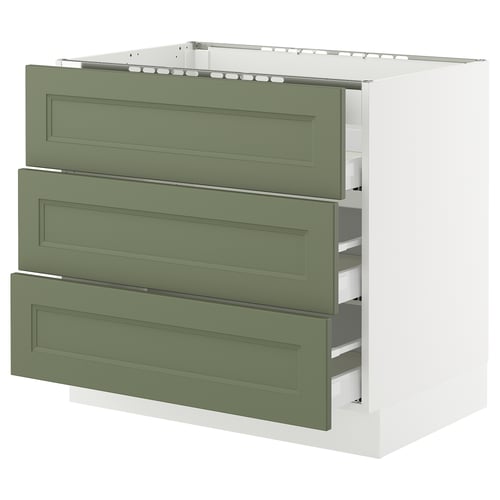 SEKTION / MAXIMERA Arm inf tbl cui/3 faces/3 tiroirs, blanc/Axstad gris-vert, 36x24x30 "
