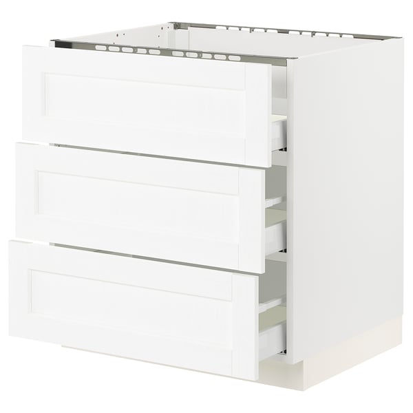 SEKTION / MAXIMERA Arm inf tbl cui/3 faces/3 tiroirs, blanc Enköping/blanc effet bois, 30x24x30 "