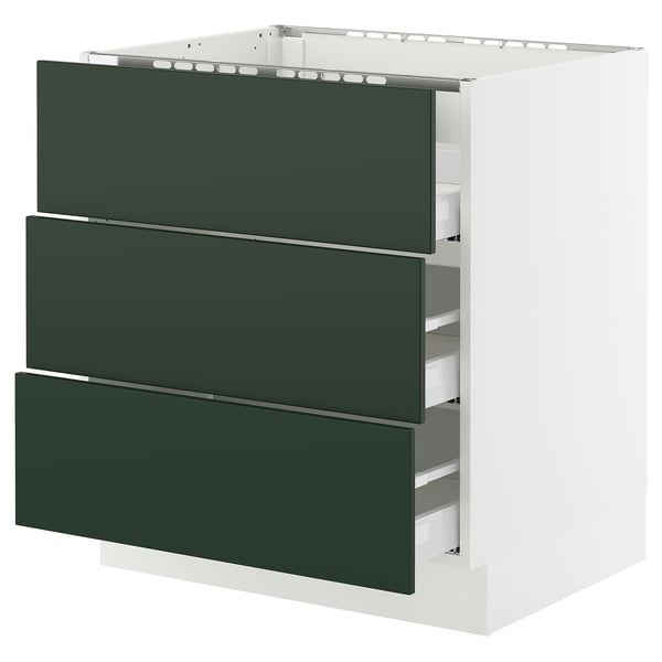 SEKTION / MAXIMERA Arm inf tbl cui/3 faces/3 tiroirs, blanc/Havstorp vert profond, 30x24x30 "