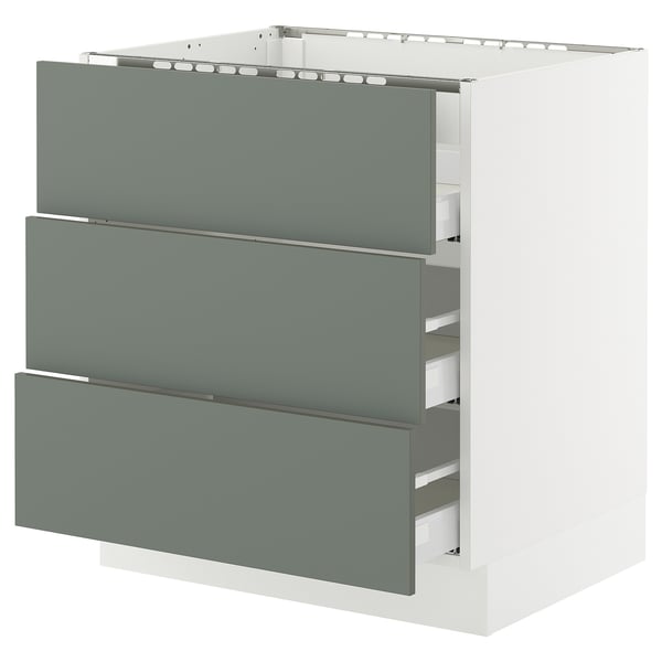 SEKTION / MAXIMERA Arm inf tbl cui/3 faces/3 tiroirs, blanc/Nickebo gris -vert mat, 30x24x30 "