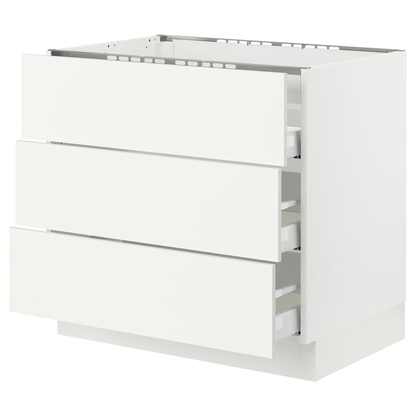 SEKTION / MAXIMERA Arm inf tbl cui/3 faces/3 tiroirs, blanc/Vallstena blanc, 36x24x30 "
