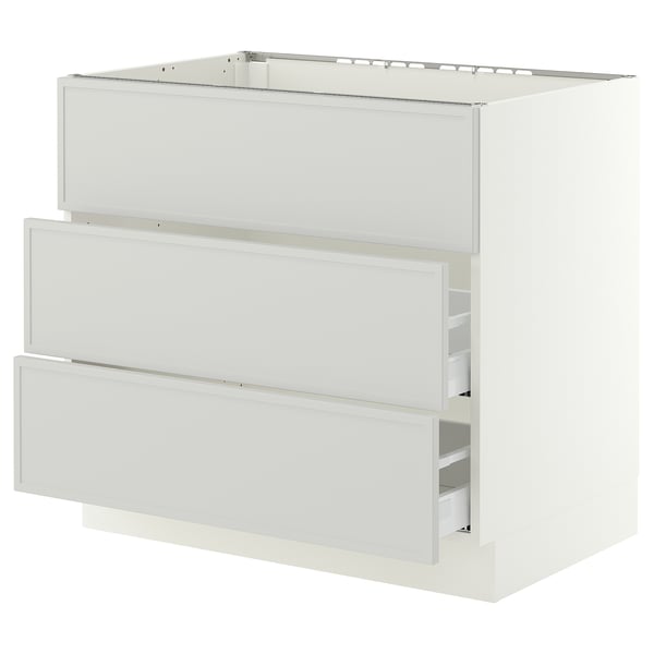 SEKTION / MAXIMERA Arm inf tbl cuis/hotte int av tir, blanc/Aspudden gris clair, 36x24x30 "