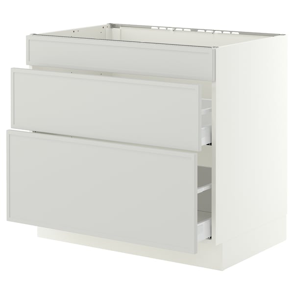 SEKTION / MAXIMERA Arm inf tbl cuis/hotte int av tir, blanc/Aspudden gris clair, 36x24x30 "