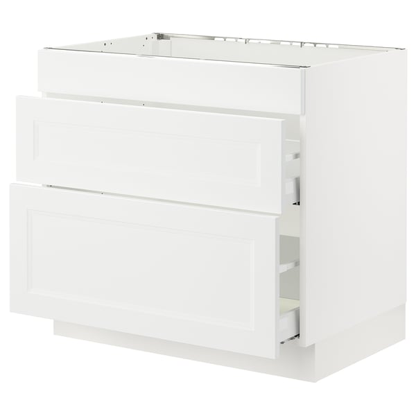 SEKTION / MAXIMERA Arm inf tbl cuis/hotte int av tir, blanc/Axstad blanc mat, 36x24x30 "