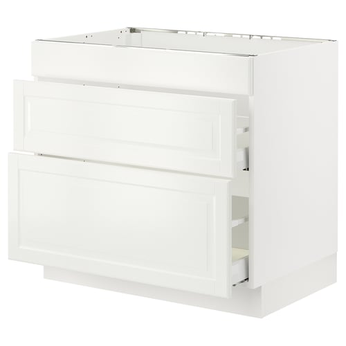 SEKTION / MAXIMERA Arm inf tbl cuis/hotte int av tir, blanc/Bodbyn blanc cassé, 36x24x30 "
