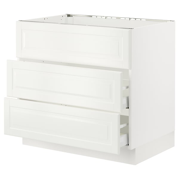 SEKTION / MAXIMERA Arm inf tbl cuis/hotte int av tir, blanc/Bodbyn blanc cassé, 36x24x30 "