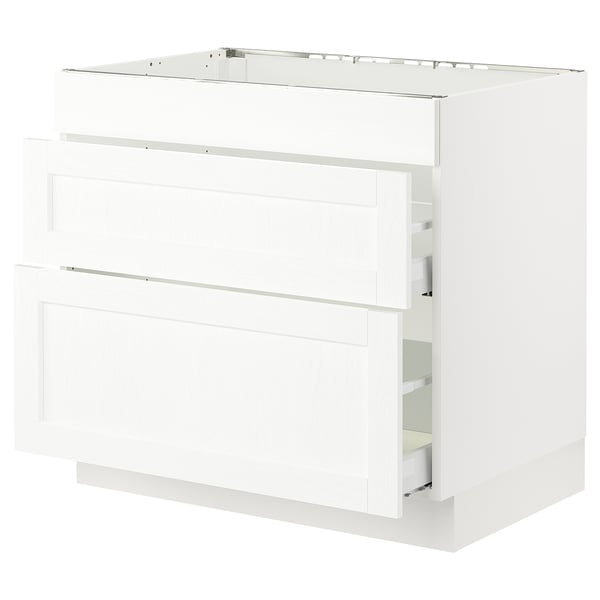 SEKTION / MAXIMERA Arm inf tbl cuis/hotte int av tir, blanc Enköping/blanc effet bois, 36x24x30 "