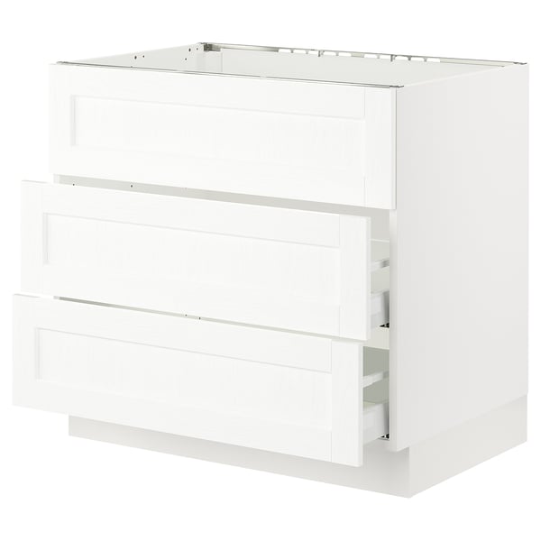 SEKTION / MAXIMERA Arm inf tbl cuis/hotte int av tir, blanc Enköping/blanc effet bois, 36x24x30 "
