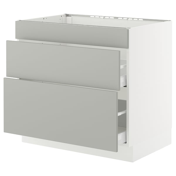 SEKTION / MAXIMERA Arm inf tbl cuis/hotte int av tir, blanc/Havstorp gris clair, 36x24x30 "