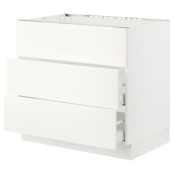 SEKTION / MAXIMERA Arm inf tbl cuis/hotte int av tir, blanc/Veddinge blanc, 36x24x30 "