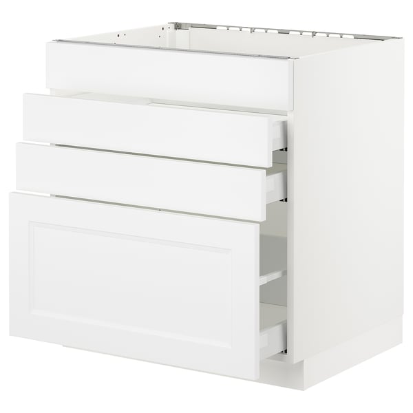SEKTION / MAXIMERA Arm inf tble cuis/4 faces/3 tir, blanc/Axstad blanc mat, 30x24x30 "