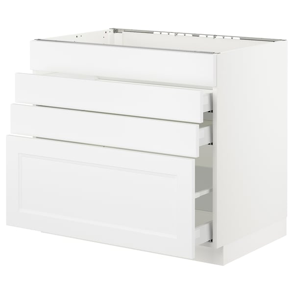 SEKTION / MAXIMERA Arm inf tble cuis/4 faces/3 tir, blanc/Axstad blanc mat, 36x24x30 "