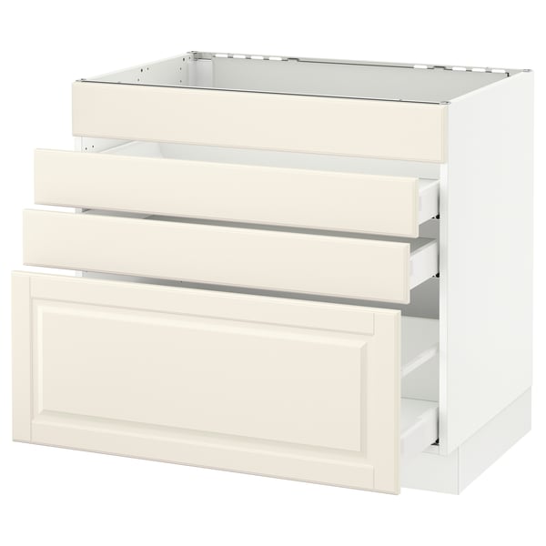 SEKTION / MAXIMERA Arm inf tble cuis/4 faces/3 tir, blanc/Bodbyn blanc cassé, 36x24x30 "