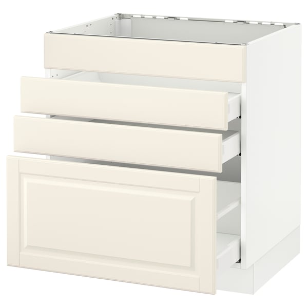 SEKTION / MAXIMERA Arm inf tble cuis/4 faces/3 tir, blanc/Bodbyn blanc cassé, 30x24x30 "