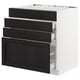 SEKTION / MAXIMERA Arm inf tble cuis/4 faces/3 tir, blanc/Lerhyttan teinté noir, 30x24x30 "