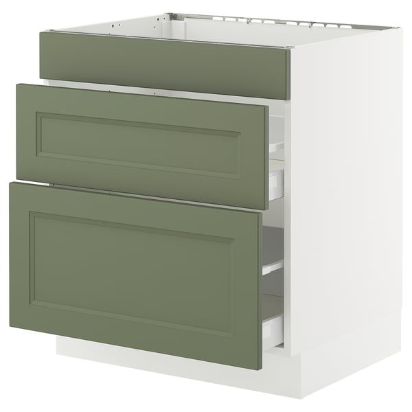 SEKTION / MAXIMERA Armoir inf four/3 faces/2 tiroirs, blanc/Axstad gris-vert, 30x24x30 "